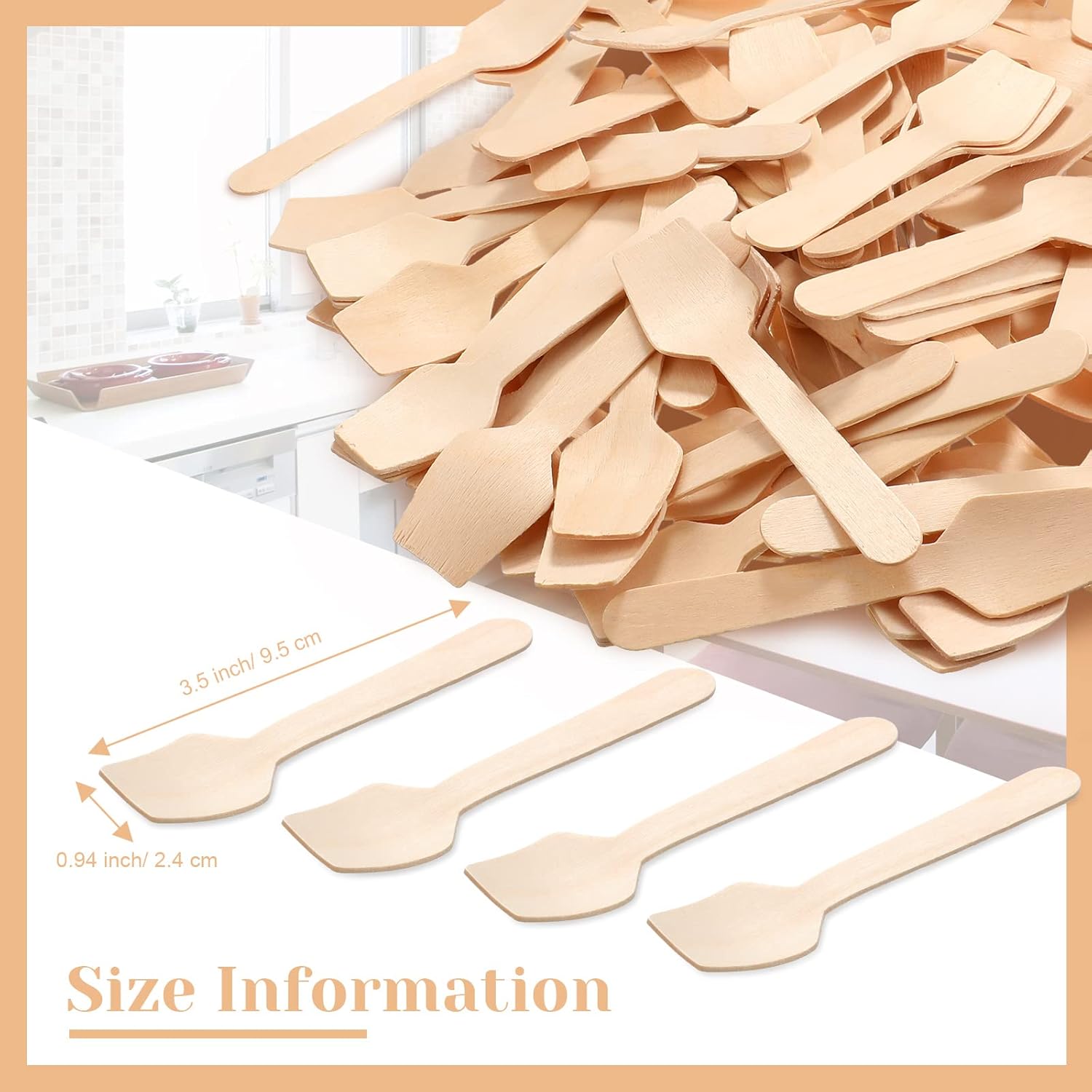 95mm Disposable Square Spoon Tasting Wood Pointed Spoon Ice Cream Spoon