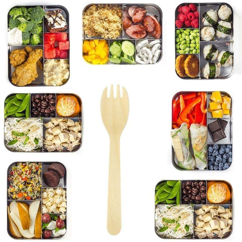 Free Sample 16cm Biodegradable Disposable Birch Wooden Cutlery Eco-Friendly Mini Spork for Parties