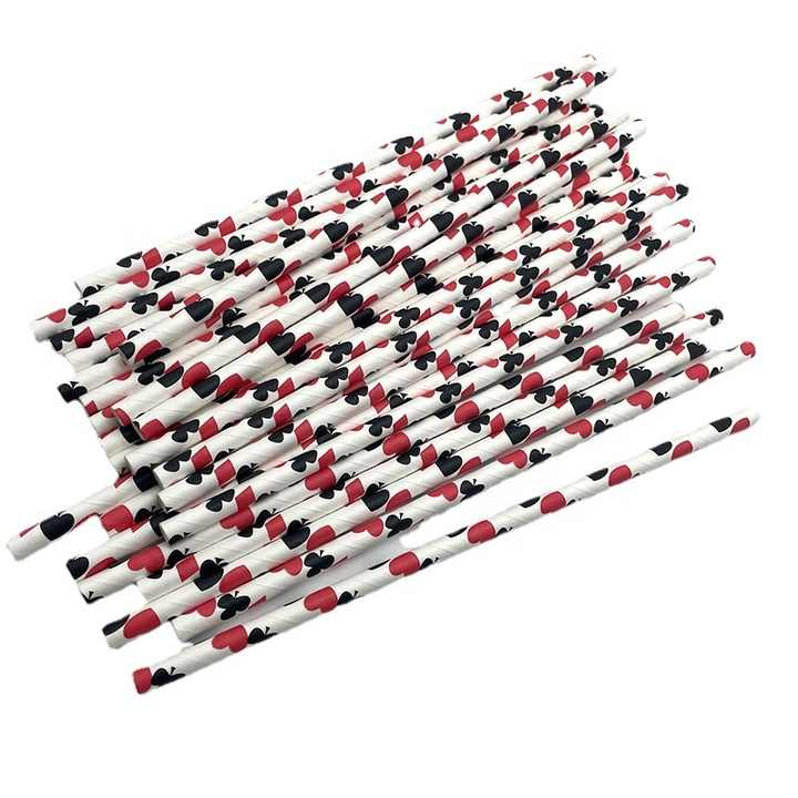 Disposable Colored Poker Art Bar Wedding Party Decoration Biodegradable Paper Straws