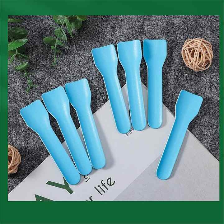 Disposable Custom Printed Food Grade Scoop Paper Pulp Biodegradable Yogurt and Dessert Ice Cream Paper Spoon