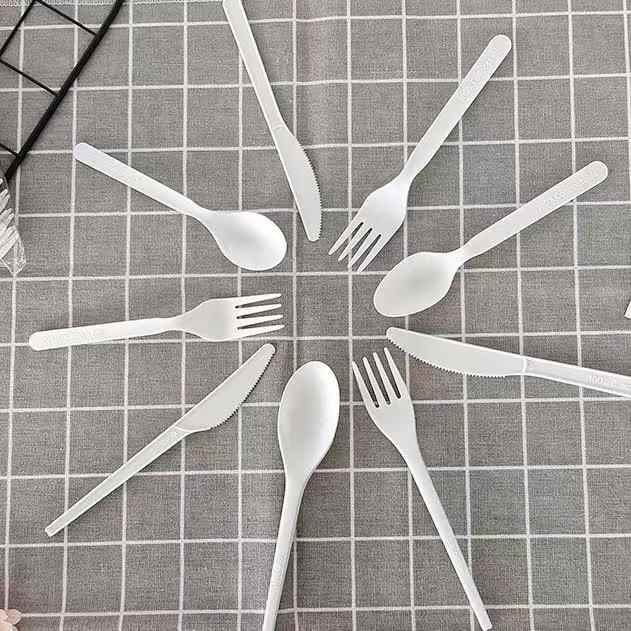 Customizable Renewable CPLA Compostable Disposable Cutlery Set Biodegradable Onboard Catering Plastic Plates & Bowls