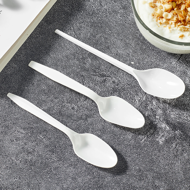 Disposable Restaurant Individually Wrapped White Plastic Utensils Plastic Spoon and Fork