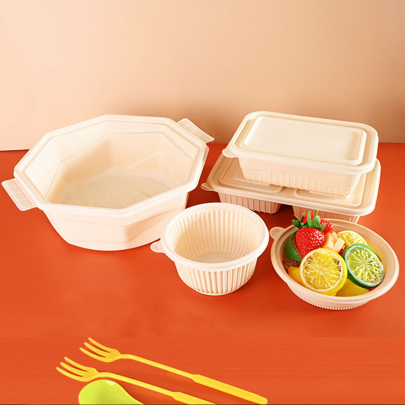 Eco-Friendly Corn Starch Compartment Container Biodegradable and Natural Takeaway Food Packaging with Portable Lid