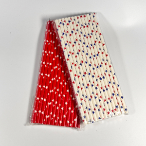 Custom Patterned Eco-Friendly Disposable Colorful Bio-Degradable Stars Custom Paper Straws Accessory for Drinks