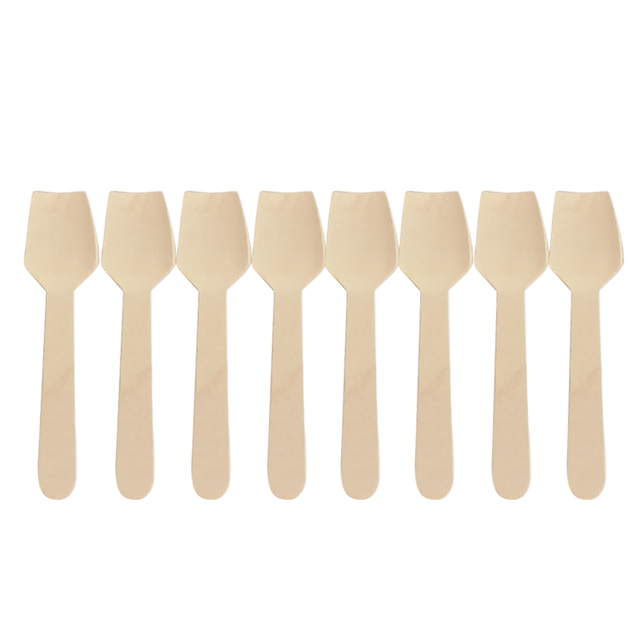 Ready to Ship Direct Sale Ice Cream Biodegradable Disposable wood Spoons for Dessert Wholesale New Trends
