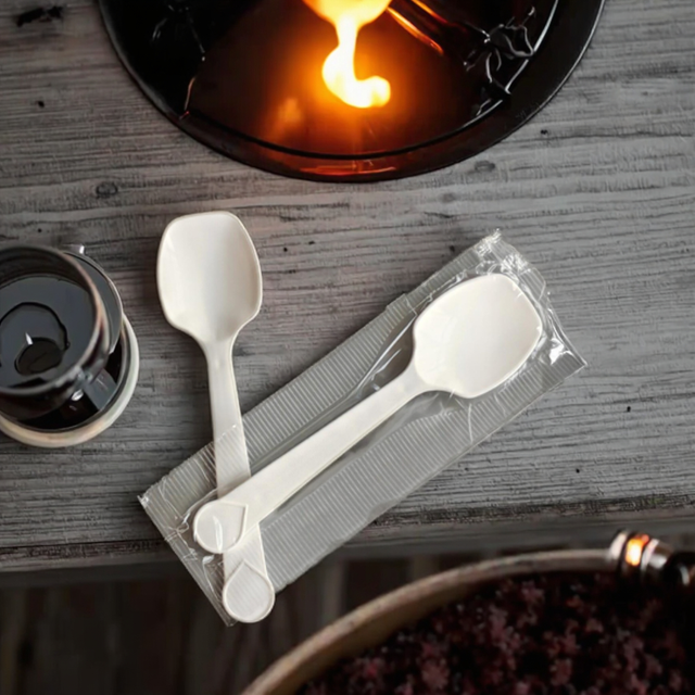  Manufacture 140mm Compostable Milk Design Disposable Plastic Spoon Set for Outdoor Camping Kitchen Cutlery
