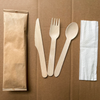 Ready to Ship Biodegradable Bulk Birch Wood Spoon Forks Knives Disposable Wooden Cutlery Set