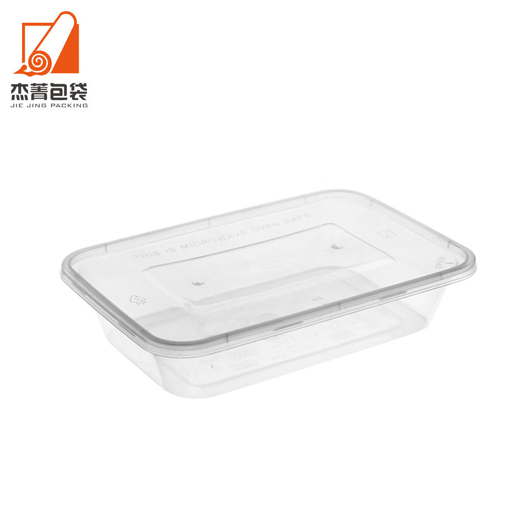 Disposable Food Container Rectangular Takeaway Transparent Black Fast Food Lunch Box Thickened Plastic Box With Lid