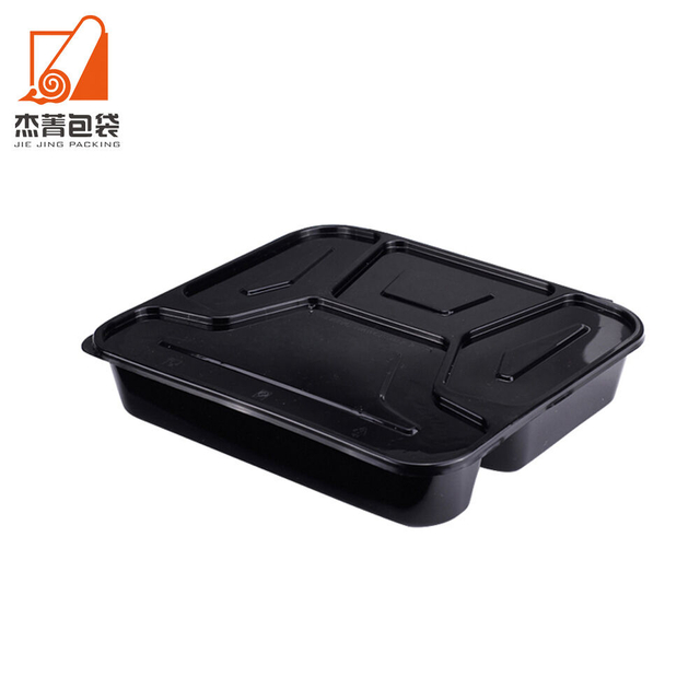 4 Compartments Deli Snack Meal Packing Disposable Container Takeaway Plastic Food Box