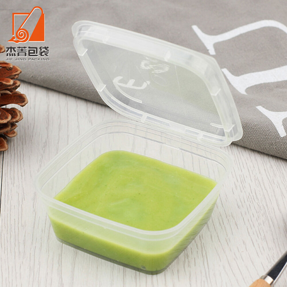 2oz Disposable PP Sauce Cup 2oz Square Shape Sauce Cup With One Piece Lid