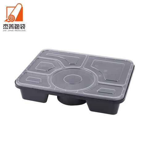 6 Compartment Disposable Takeaway Food Box With Lid Microwaveable Lunch Box