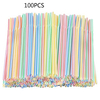 100pcs/pack 8 Inches Striped Bendable Disposable Plastic Drinking Straws Party Multi Colored Straw
