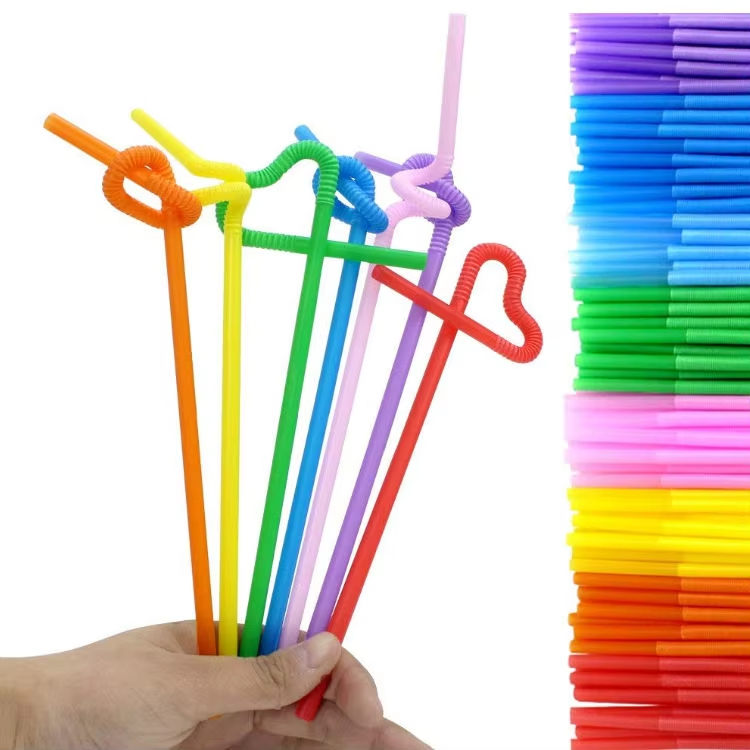 PP Disposable Bendable Straws Brightly Colored 6mm Plastic for Camping and Restaurants Party Function Beverages