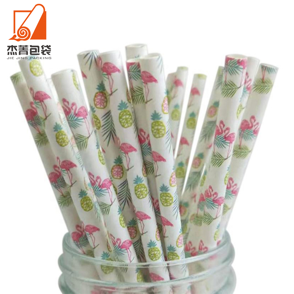 Cartoon pattern Disposable straw Colored paper straws are used to decorate weddings and banquets