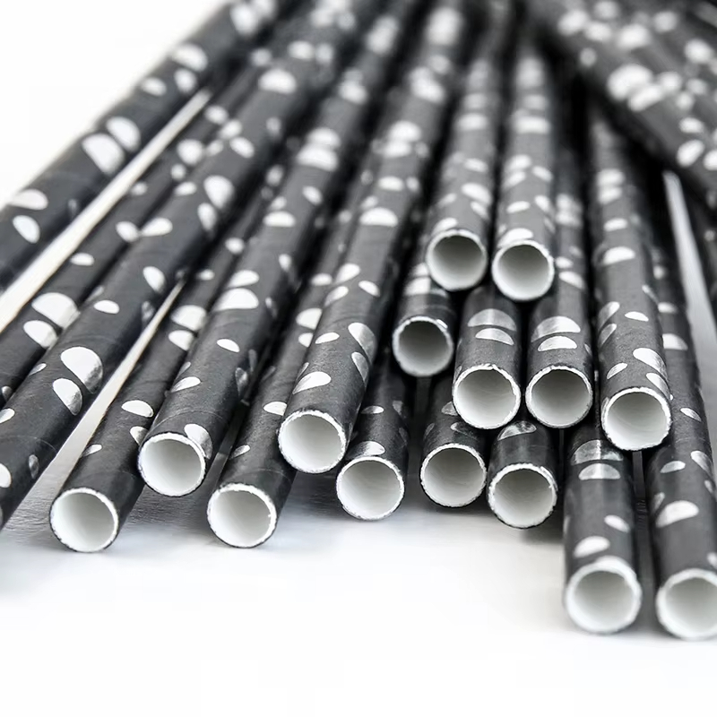 Wholesale Eco-Friendly Disposable Striped Paper Bamboo PLA Straws Biodegradable Bar & Wedding Party Supplies with Free Sample