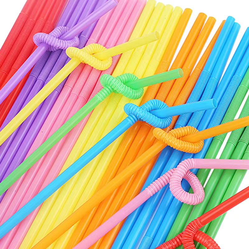 Wholesale Telescopic PP Disposable Plastic Bendable Boba Bubble Tea Straw Food Grade Colored Art Drinking Straws