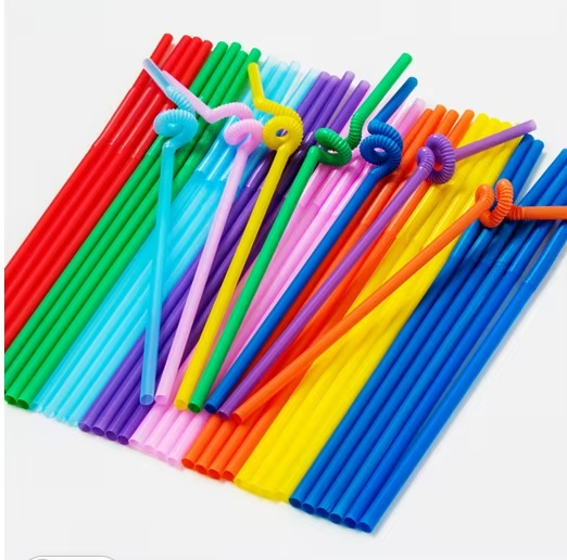 Artistic Disposable Plastic Drinking Straws Bendy Straws Unwrapped Neon Assorted