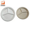 10 Inch Sugarcane Bagasse Round Plate 3 Compartment Biodegradable Paper Round Plates
