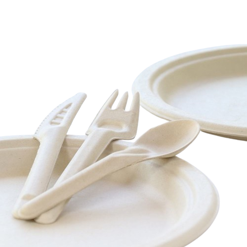 Biodegradable Compostable Sugarcane Bagasse Paper Flatware Fiber Pulp Fork Knife Spoon Cutlery