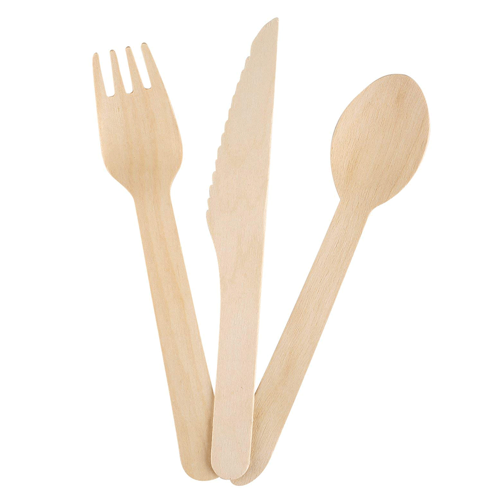 Disposable fork spoon knife plates paper wooden bamboo utensils dinnerware cutlery tableware set