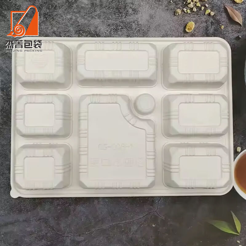 New environmental protection disposable food packaging 8-grid takeaway lunch box microwave degradable corn starch food container