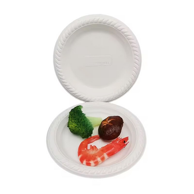 10 Inch Round White Restaurant To Go Tableware Premium Eco Friendly Corn Starch Biodegradable Disposable Plate