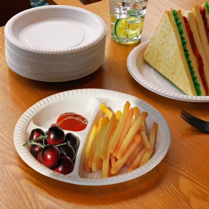9 Inch 100% Food Grade Material biodegradable Plates Microwaveable Disposable Food Container Plates cornstarch