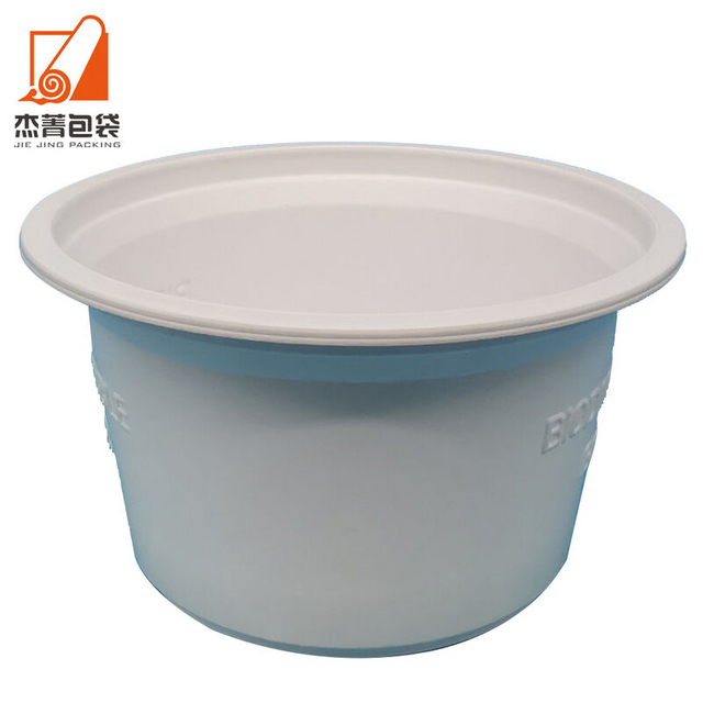 High quality 300ml white biodegradable corn starch disposable soup food paper round cup