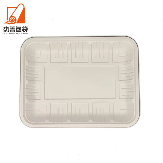 Custom Supermarket Disposable Sealable Rectangular Corn Starch Takeaway Fresh Food Packing Trays Plate Biodegradable Meat Tray
