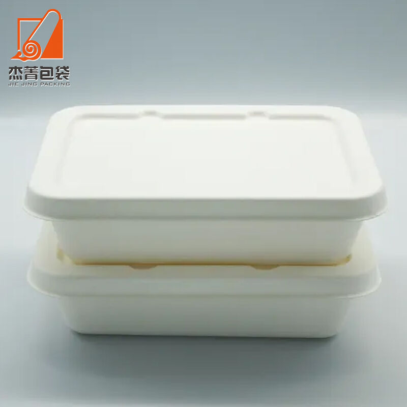 Disposable Bagasse 650ml Tray Lid Food Container Biodegradable Sugarcane Bento Lunch Box