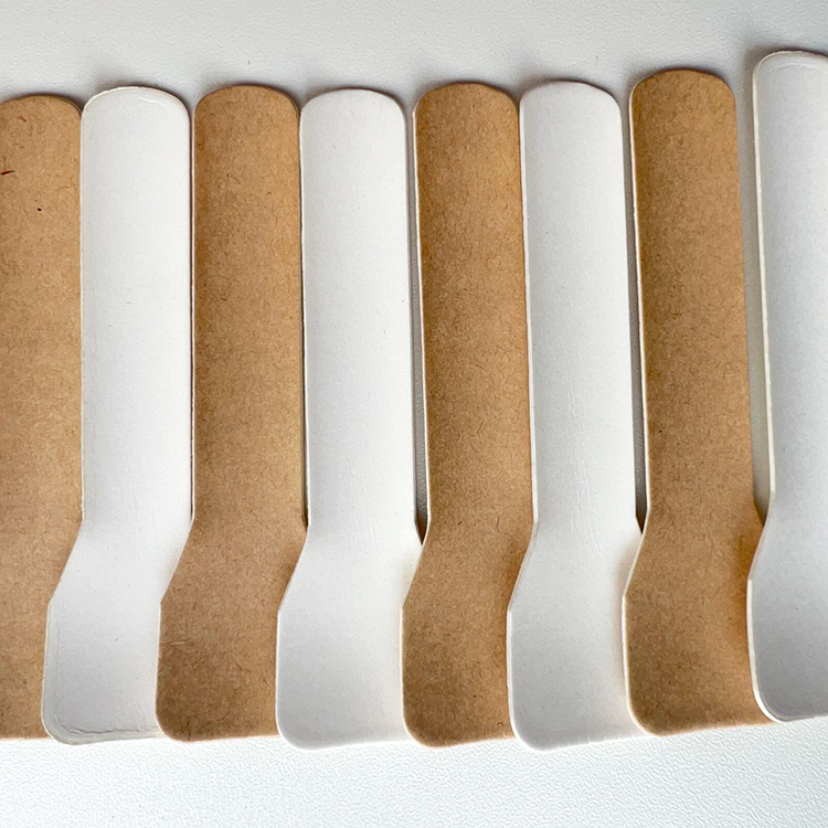 Eco friendly cheap dessert ice cream paper spoon disposable cutlery with custom logo