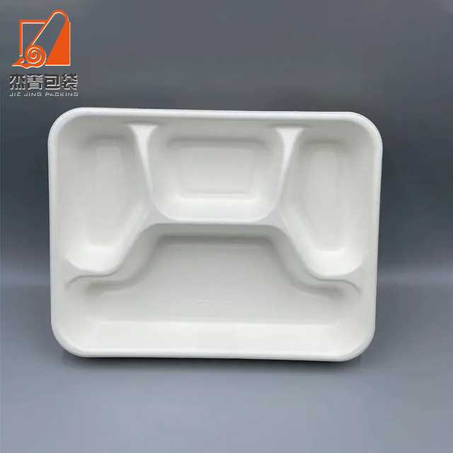 4 Compartment Food Tray Disposable Biodegradable Bagasse Tableware Eco-friendly Compostable Lunch Meal Tray