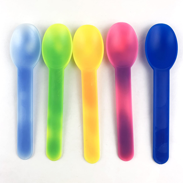 Custom Disposable 100% Compostable Corn Starch 6 Inch Icecream Spoon Plastic Mini Yogurt Ice Cream Scoop Cheese Spoon