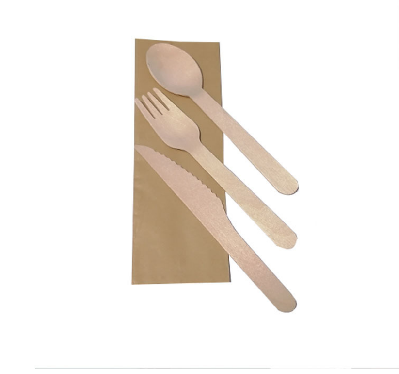 Biodegradable disposable wooden bulk birch wood spoon / forks / knives cutlery set