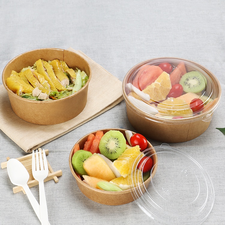Wholesale custom paper packaging containers, paper salad bowls with lids