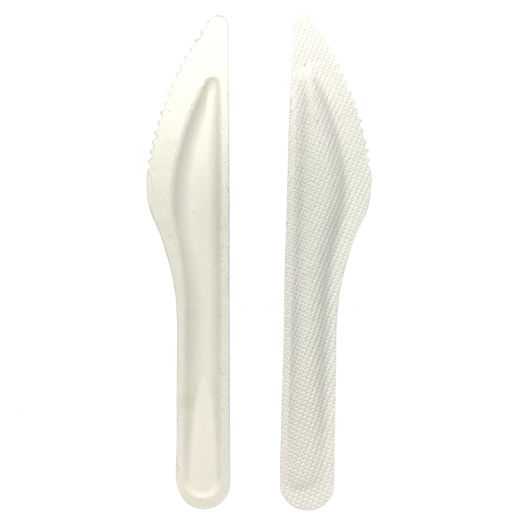 100% Bagasse Cutlery Compostable Knife Fork and Spoon Eco Cutlery Set Sugarcane Bagasse Paper Cutlery
