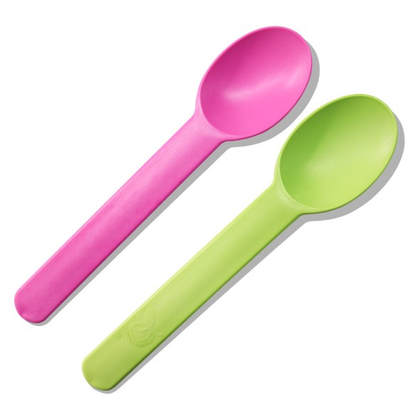 Creative PLA PP Disposable Ice Cream Colorful 15cm Coffee Ice Cream Spoon