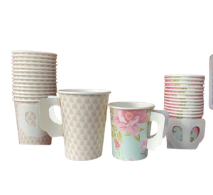 Disposable Paper Cups Customized Hot Coffee Paper Cup With Handle and Lids With Logo 4oz 5oz 6oz 7oz 8oz 9oz 10oz 12oz 16oz
