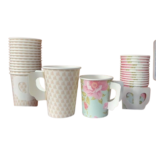 Disposable Paper Cups Customized Hot Coffee Paper Cup With Handle and Lids With Logo 4oz 5oz 6oz 7oz 8oz 9oz 10oz 12oz 16oz