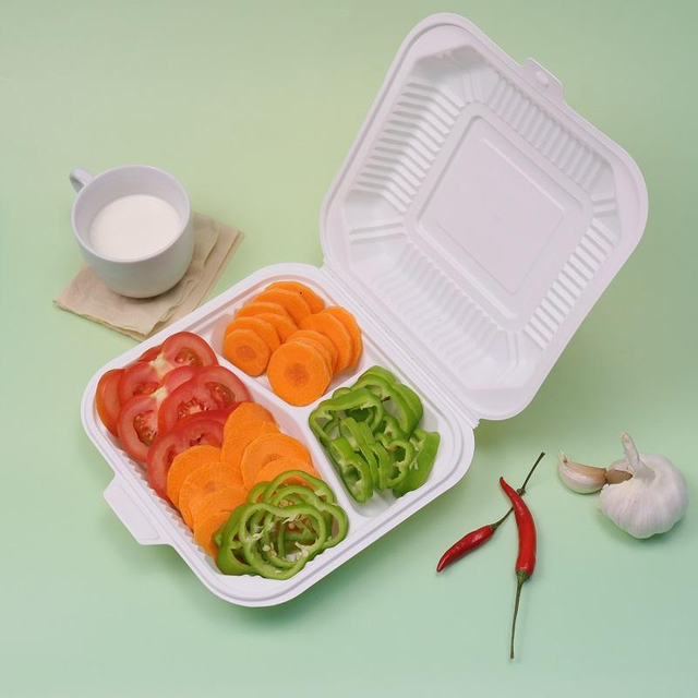 Günstige Einweg-Lunchbox zum Mitnehmen mit 3 Fächern Mikrowelle Kunststoff Lebensmittel Bento Vorrats behälter