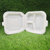 kompostierbare einweg-lunch-klappbox aus maisstärke 8*8 mit 3 fächern
