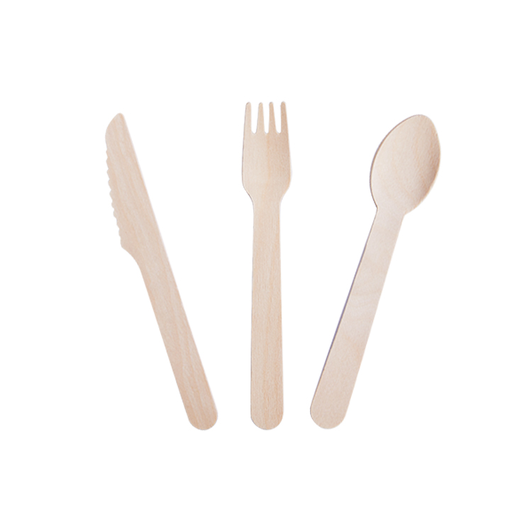 Compostable Portable Birch Wood Cutlery Set Wooden Spoon Knives Fork for Restaurants Food Serving