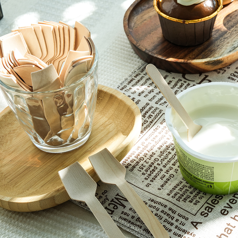 Wholesale Disposable Ice Cream Mini Wooden Spoons with Food Grade