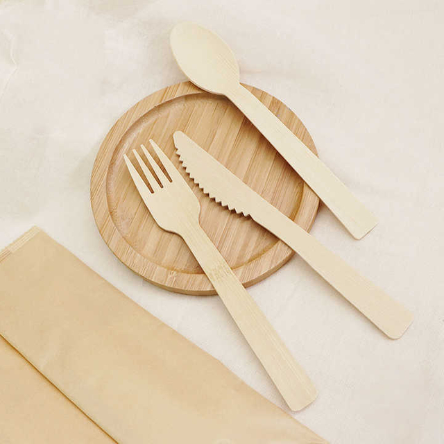 100% Biodegradable Factory Price Single Use Fork Spoon and Knife Suitable Cutlery for Restaurant Camping