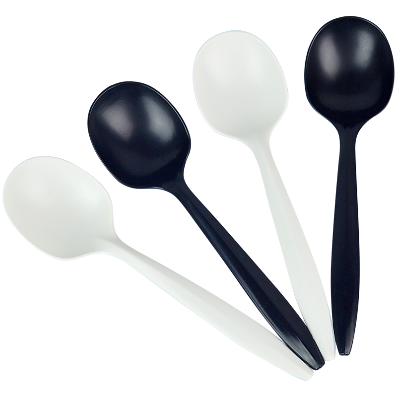 Custom White Disposable PLA Plastic Cutlery Soup Spoon Fork Knife for Dinner Takeaway Parties