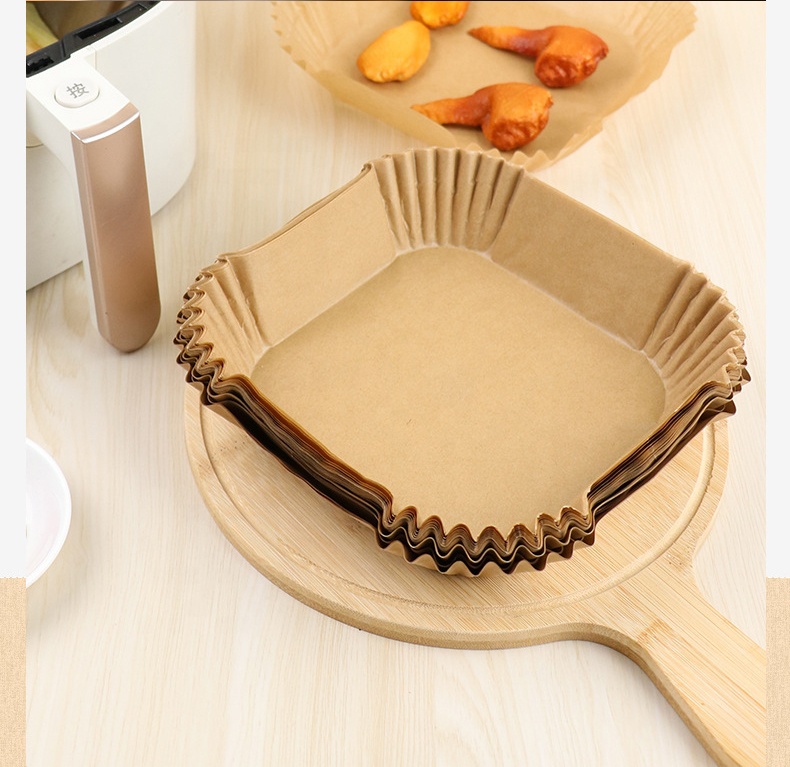 Rectangles Shape Non-Stick Air Fryer Paper Liners Oil-Proof and Water-Resistant Paper for Air Frying and Baking
