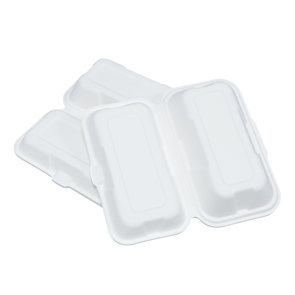 New Disposable Bagasse Folding Box Hot Dog Box Design Sense Degradable Eco-friendly Safe 100% Compostable Fast Food Packaging