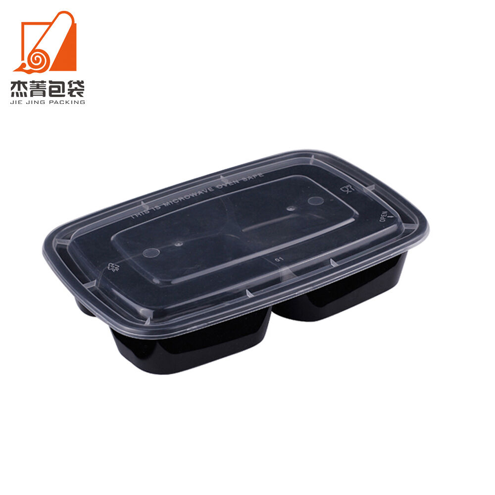 Disposable 1000ml Plastic Bento Box with 3 Compartments and Lids Square Take Away Food Container for Lunch Packaging
