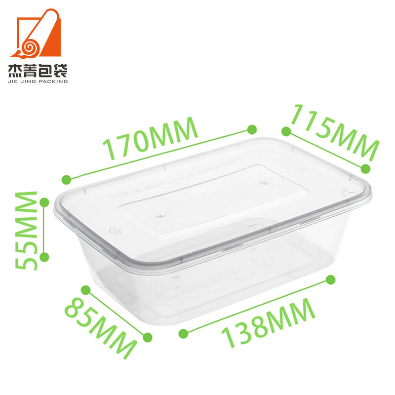 750ml Disposable Clear Plastic Container Microwavable PP Plastic Lunch Box with Lid