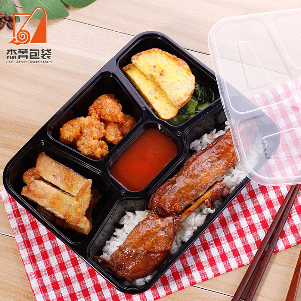 Disposable Five-compartment Fast Food Microwaveable High Volume Takeaway Lunch Packing Box Food -grade With Lid